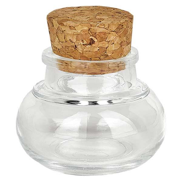 Belly 40ml klar, åbning 27mm, inkl. kork. 27.5/31.5