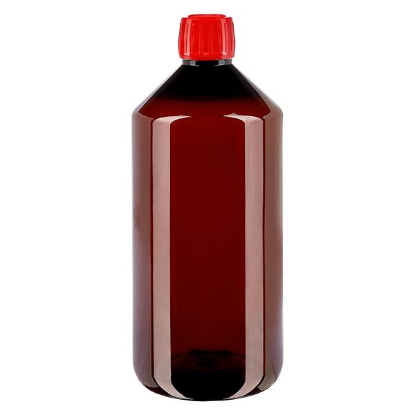 PET-flaske 1000 ml med rød hætte OV PET-flaske 1000 ml med rød hætte OV