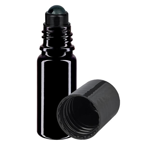 Apoteksflaske viol. 10ml roll-on hætte sort Apoteksflaske viol. 10ml roll-on hætte sort