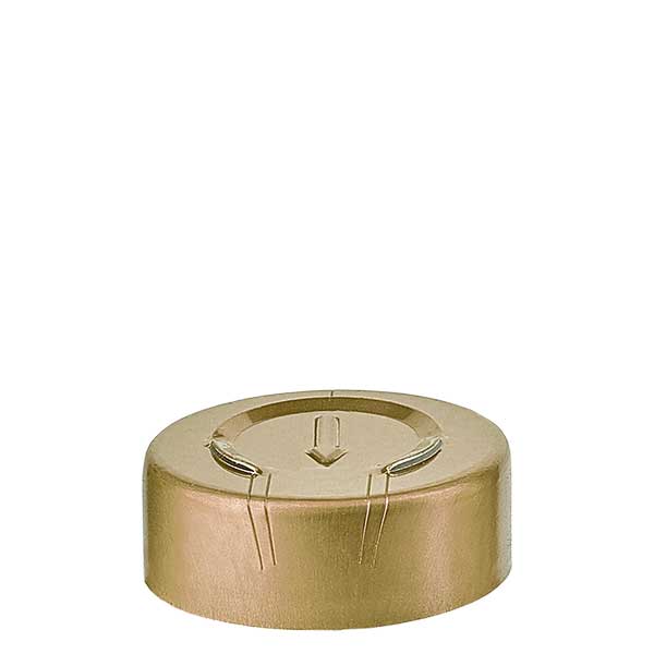 Flare cap 20,25 x 7,4 mm med fuld afrivning, guld Flare cap 20,25 x 7,4 mm med fuld afrivning, guld