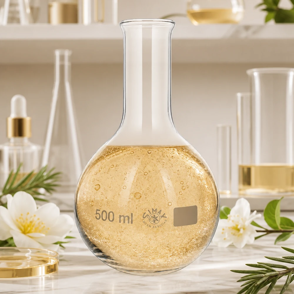 Stående kolbe 500 ml med smal hals Smalhalset kolbe med rund bund 500 ml med stabilt stativ til sikkert laboratoriearbejde og eksperimenter