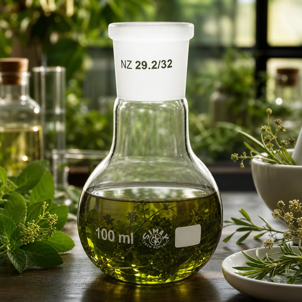 100 ml kolbe med standard slebet led (29/32) Kompakt 100 ml-kolbe med standardslibning 29/32 - ideel til små laboratoriemængder og testserier