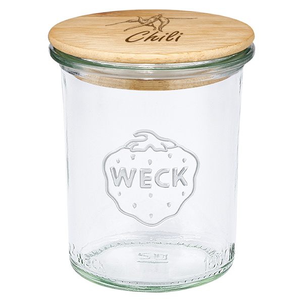 Træbeklædning "Chili" med WECK glas på fod 160 ml Træbeklædning "Chili" med WECK glas på fod 160 ml
