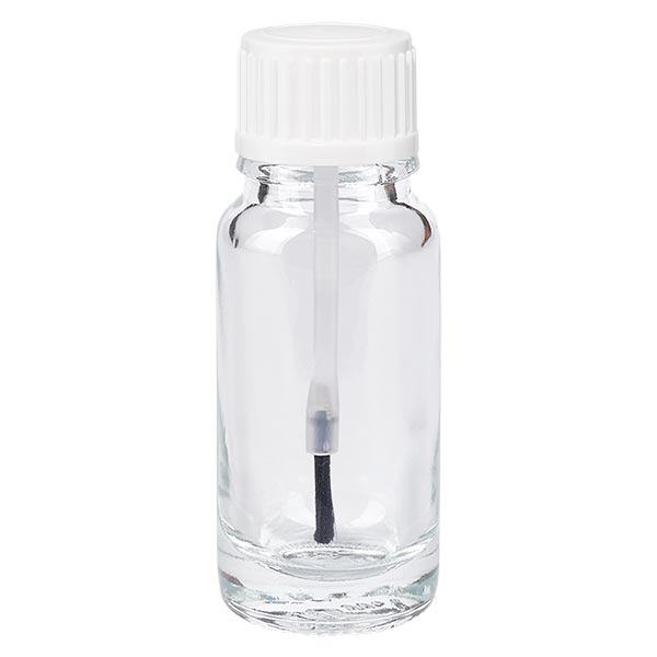 Apoteksflaske klar 10 ml skruelåg hvid børste Apoteksflaske klar 10 ml skruelåg hvid børste