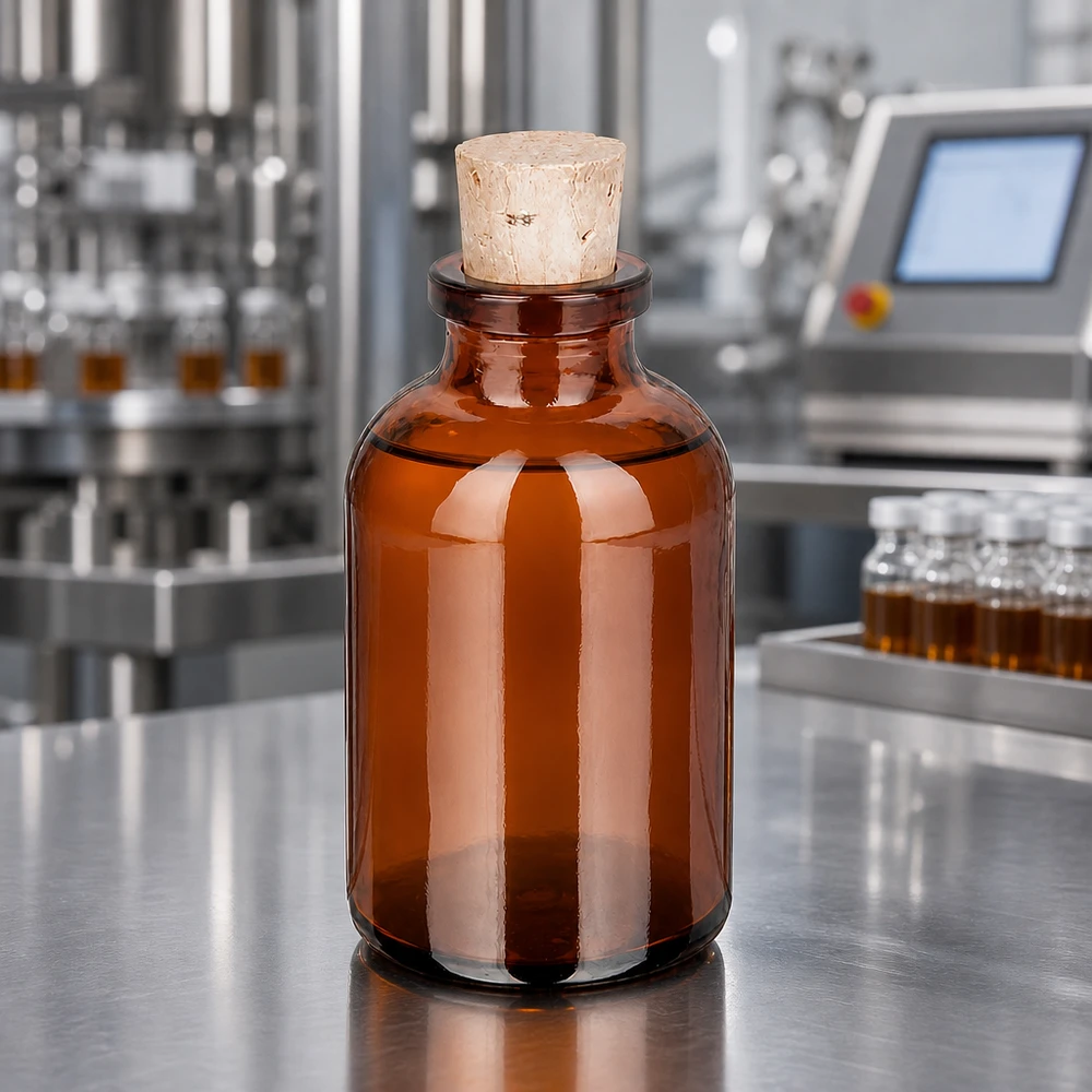 Flaske ravfarvet glas 30ml med kork 11/14mm Robuste Braunglas Sammelflasche 30ml mit Naturkorken für Tinkturen