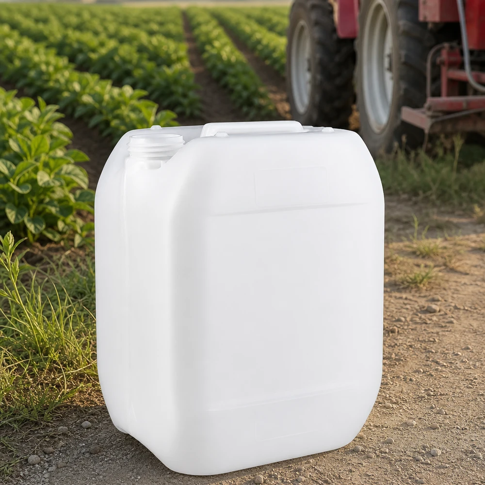 Agrarkanister 10 liter uden låg – hvid plastbeholder til plantebeskyttelsesmidler til brug i marken