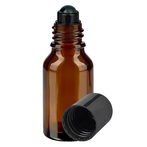Apoteksflaske brun 30 ml roll-on-hætte sort Apoteksflaske brun 30 ml roll-on-hætte sort