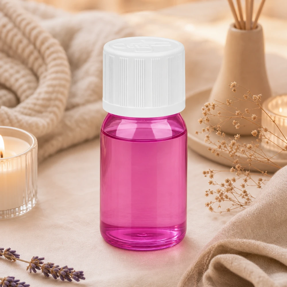 5ml flaske 11mm skruelåg hvid standard børnesikret PurpleLine UT18/5 5 ml aromaterapiflaske med børnesikret hætte i lyslilla til æteriske olier