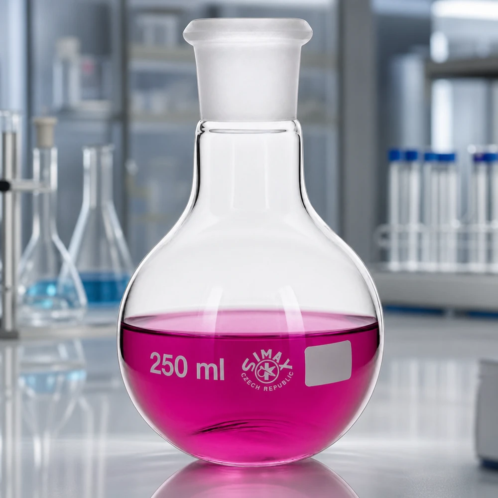 Stempel 250 ml med standard slebet led (29/32) Præcisionsmålekolbe 250 ml med standardiseret slebet led 29/32 til professionelle laboratorier