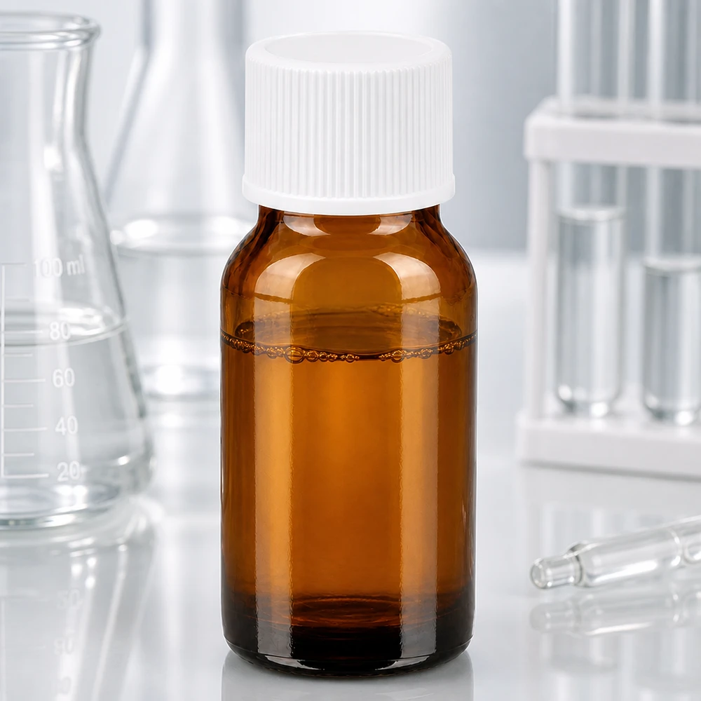 10 ml flaske 11 mm SV hvid STD BrownLine UT18/10 Kompakt 10 ml laboratorieflaske af ravfarvet glas med hvid hætte til præcis dosering