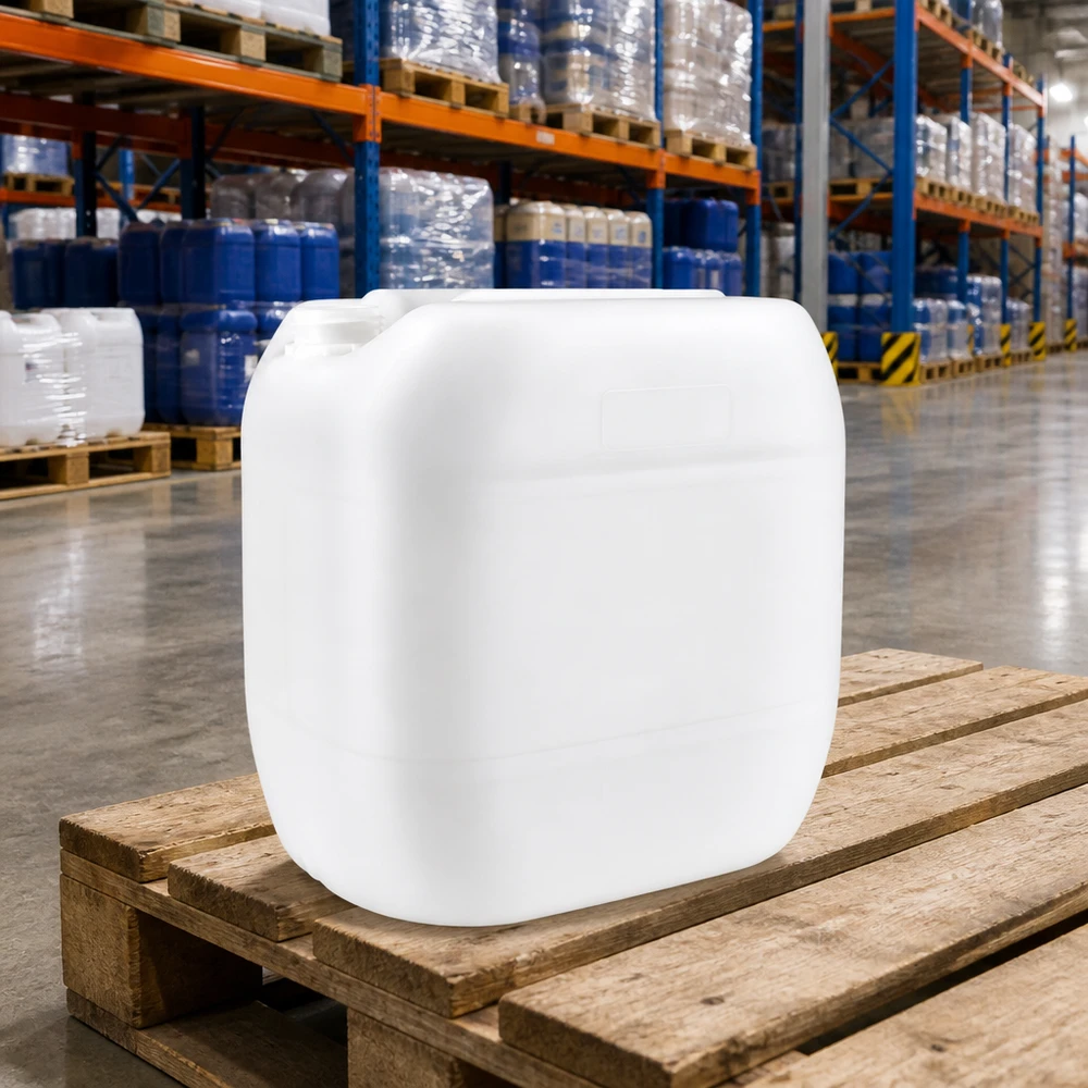 Beholder 30 liter uden låg Stabelbar 30-liters plastdunk uden låg på træpalle på lageret