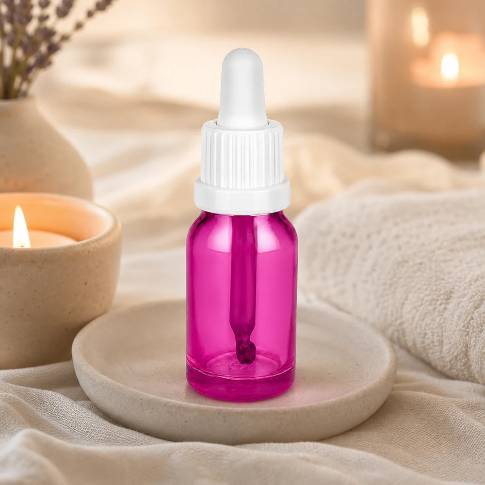 10 ml pipetteflaske hvid Originality skruelåg PurpleLine UT18/10 Lille pipetteflaske 10 ml i elegant lilla med praktisk dråbehætte OV PurpleLine UT18/10