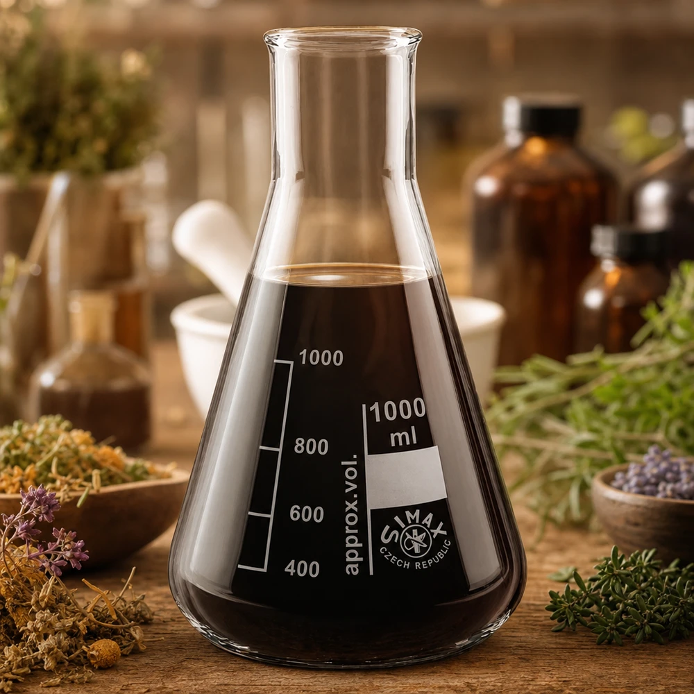 Erlenmeyer-kolbe 300 ml med bred hals Erlenmeyer-kolbe 300 ml med bred hals og graduering til præcise målinger i laboratoriet