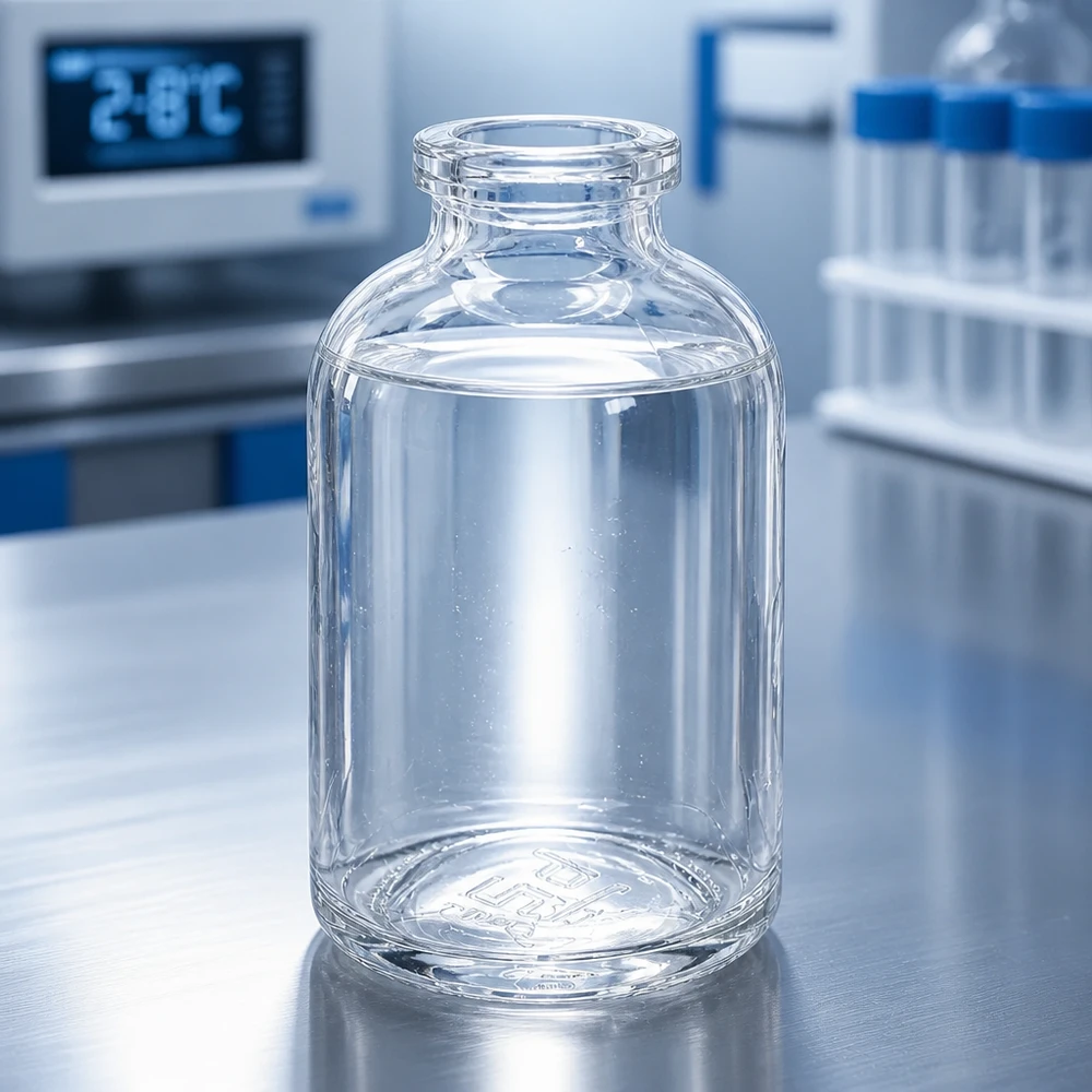 Injektionsflaske i klart glas 50 ml Pharmaceutical Grade Injektionsflasche 50ml Klarglas bei kontrollierter Lagertemperatur