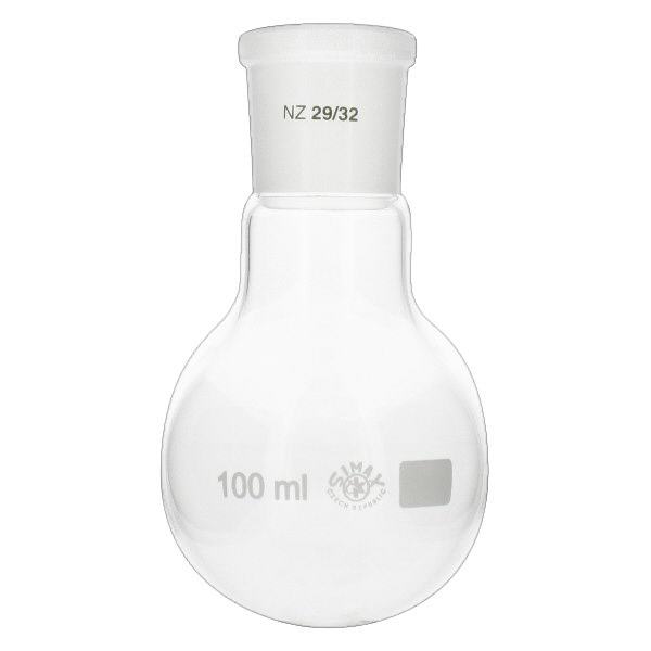 Rundbundet kolbe 100 ml med standard slebet led (29/32) Rundbundet kolbe 100 ml med standard slebet led (29/32)