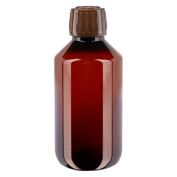 PET-flaske 200 ml med brun hætte OV PET-flaske 200 ml med brun hætte OV