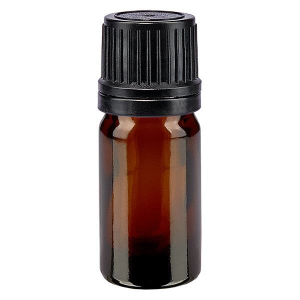Apoteksflaske brun 5ml skruelåg sort hæld. OV Apoteksflaske brun 5ml skruelåg sort hæld. OV