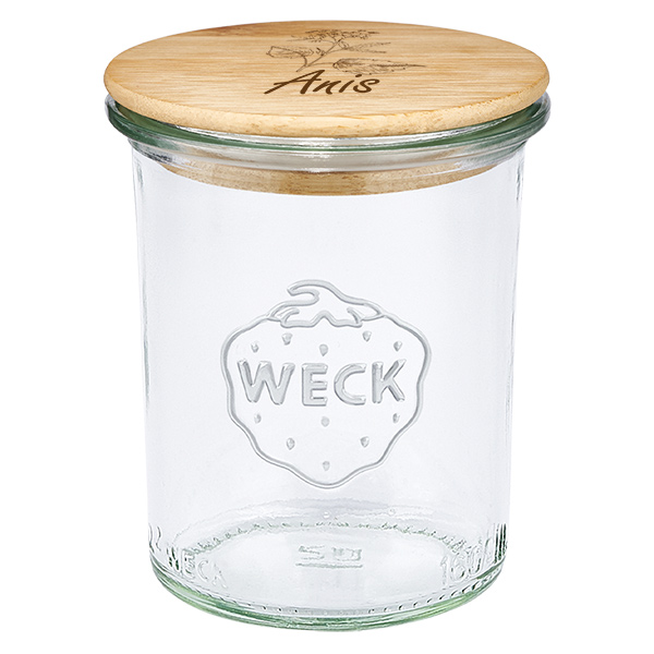Kåbe i træ "Anis" med glas af larm WECK 160ml Kåbe i træ "Anis" med glas af larm WECK 160ml