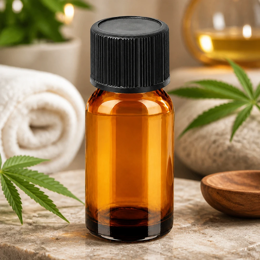 10 ml dråbeflaske 1 mm sort STD BrownLine UT18/10 Ravfarvet glasflaske 10 ml med sort dråbehætte til aromaterapi og kosmetik
