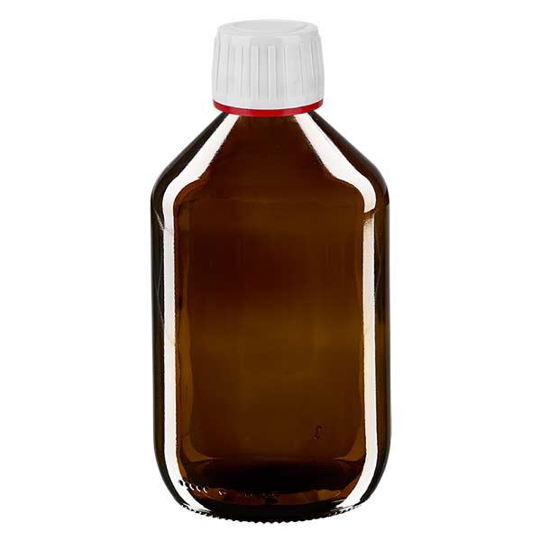 500 ml medicinflaske brun, hvid hætte med tyverisikring i rød ApoGlas. Farmaceutisk kvalitet fra EU-produktion. 28 mm (PP28) gevind. (sirup, let glasflaske) 500 ml medicinflaske brun, hvid hætte med tyverisikring i rød ApoGlas. Farmaceutisk kvalitet fra EU-produktion. 28 mm (PP28) gevind. (sirup, let glasflaske)