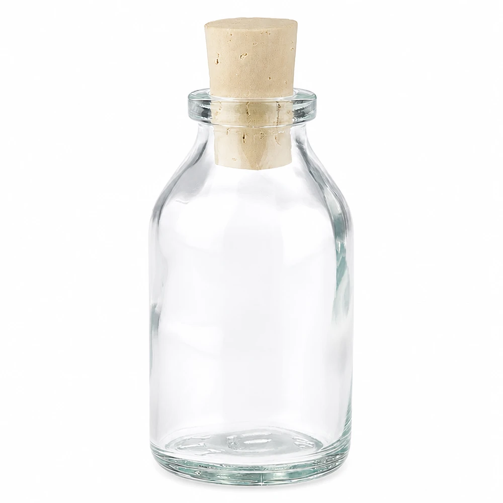 Klar glasflaske 20ml med kork 11/14mm Zylindrische Glasflasche 20ml mit passendem Korken 11/14mm Produktfoto