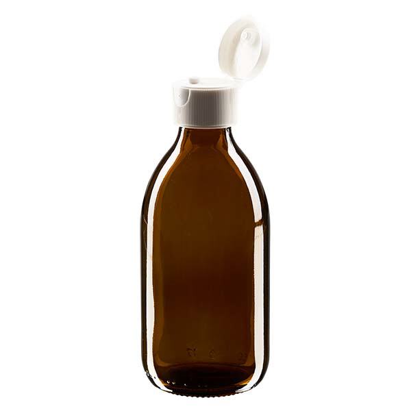 250 ml medicinflaske brun, med flip top ApoGlas. Farmaceutisk kvalitet fra EU-produktion. 28 mm (PP28) gevind. (sirup, let glasflaske) 250 ml medicinflaske brun, med flip top ApoGlas. Farmaceutisk kvalitet fra EU-produktion. 28 mm (PP28) gevind. (sirup, let glasflaske)