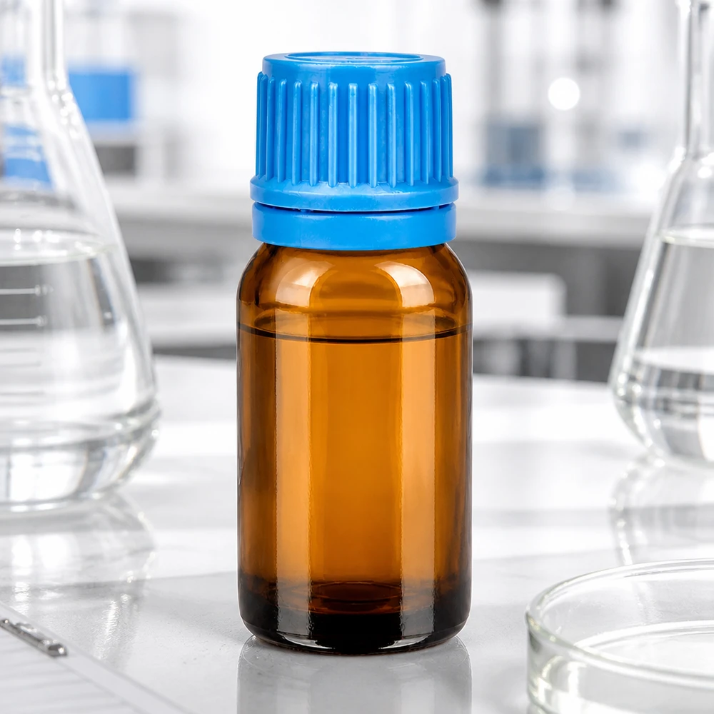 10 ml flaske 11 mm SV blå OV BrownLine UT18/10 Professionel 10 ml BrownLine-flaske med blå hætte til laboratorier og farmaceutiske anvendelser