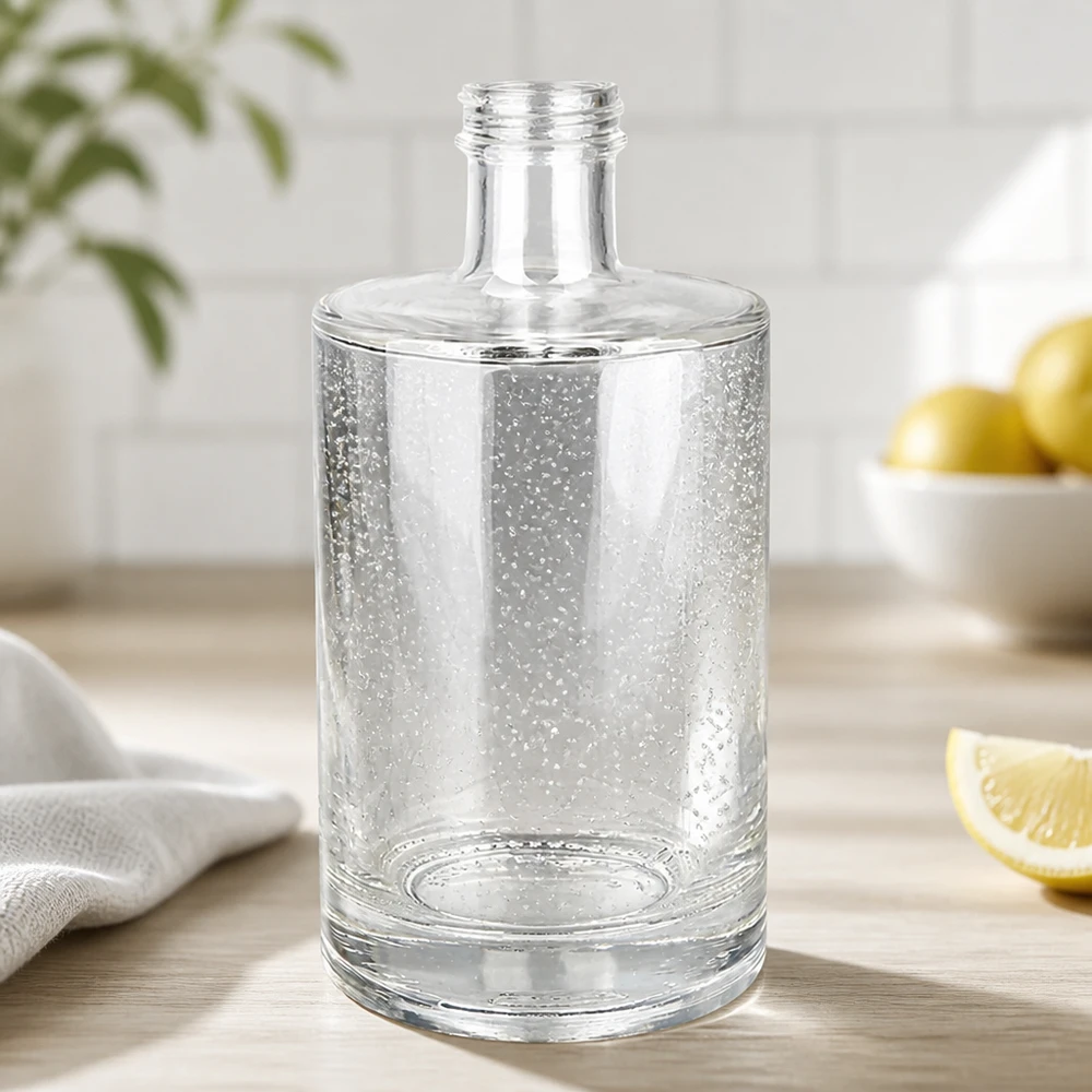 500 ml glasflaske »Sam« uden skruelåg UNiTWIST® 500 ml glasflaske Sam UNiTWIST med gevindhals Detailbillede af køkkenindretning med citroner og hvid baggrund