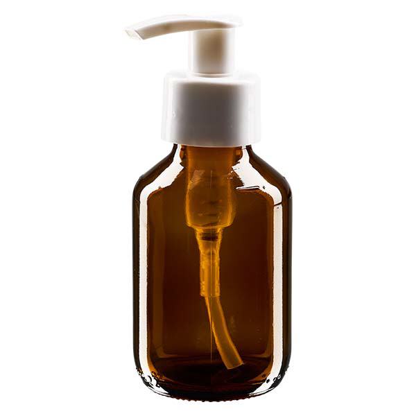 100 ml medicinflaske brun, med dispenserpumpe hvid ApoGlas. Farmaceutisk kvalitet fra EU-produktion. 28 mm (PP28) gevind. (sirup, let glasflaske) 100 ml medicinflaske brun, med dispenserpumpe hvid ApoGlas. Farmaceutisk kvalitet fra EU-produktion. 28 mm (PP28) gevind. (sirup, let glasflaske)