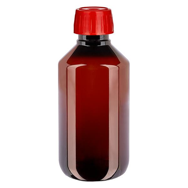 PET-flaske 200 ml med afgasningshætte rød PET-flaske 200 ml med afgasningshætte rød