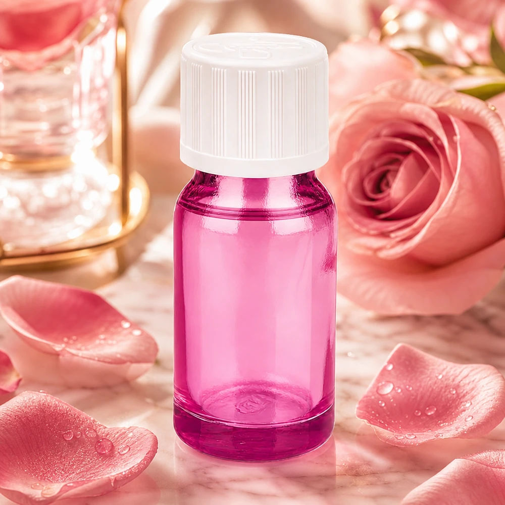 10 ml dråbeflaske 1,2 mm hvid standard børnesikret PurpleLine.UT18/10 10 ml dråbeflaske med 1,2 mm åbning i violet til aromaterapi.
