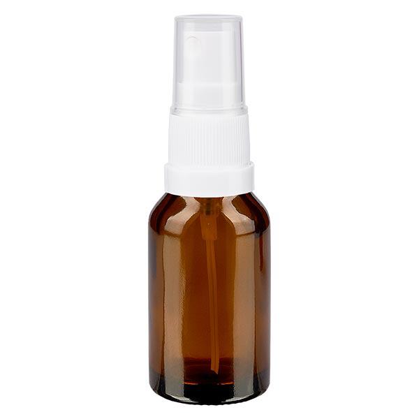 Apotekerflaske brun 15ml spraytilbehør hvid Apotekerflaske brun 15ml spraytilbehør hvid