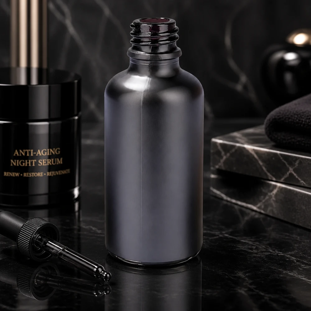 50 ml apoteksflaske BlackLine UT18/50 UNiTWIST Lichtschutz Apothekerflasche 50ml BlackLine UT18/50 UNiTWIST für empfindliche Wirkstoffe