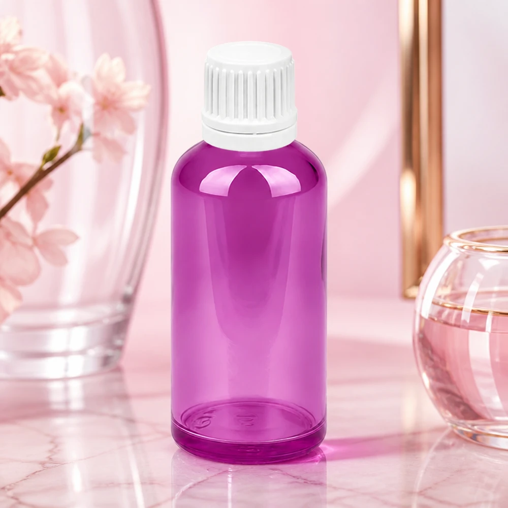 50 ml dråbeflaske 0,7 mm hvid Originality skruelåg PurpleLine UT18/50 50 ml dråbeflaske i elegant violet med praktisk 0,7 mm doseringsåbning til præcis portionering