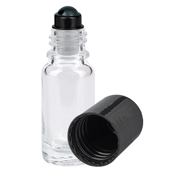 Apoteksflaske klar 10ml roll-on hætte sort Apoteksflaske klar 10ml roll-on hætte sort