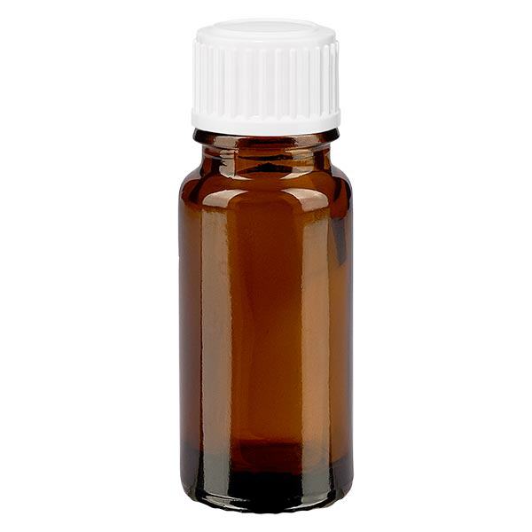 Apotekerflaske brun 10ml dråbetæller hvid 0,8mm stk. Apotekerflaske brun 10ml dråbetæller hvid 0,8mm stk.