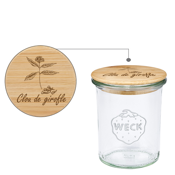 Kappe i træ "Clou de girofle" med glas på foden WECK 1 Kappe i træ "Clou de girofle" med glas på foden WECK 1
