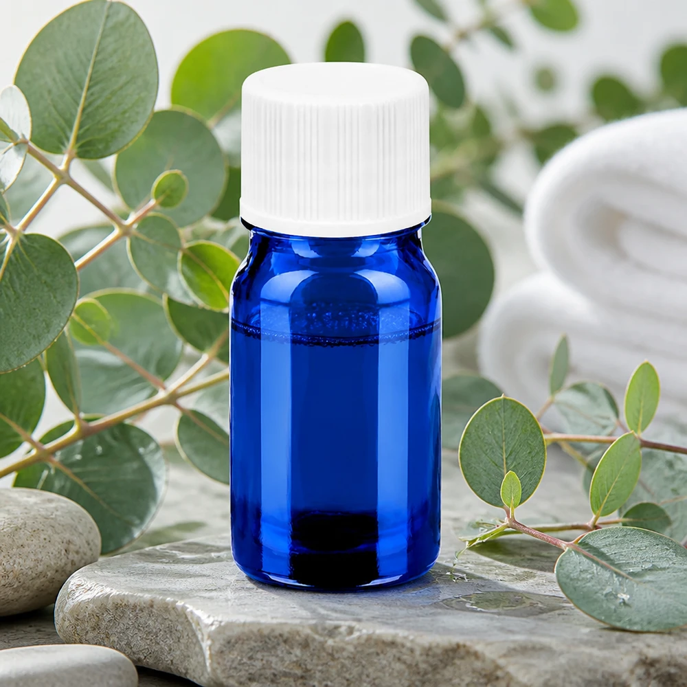 5ml flaske 11mm SV hvid STD BlueLine UT18/5 5 ml BlueLine-glasflaske med drypsikker hvid hætte til sikker opbevaring af olier