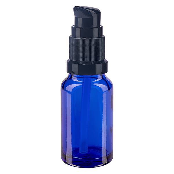 Apoteksflaske blå 10ml pumpehætte sort St Apoteksflaske blå 10ml pumpehætte sort St