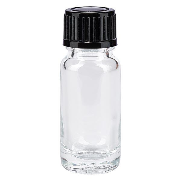 Apoteksflaske klar 10ml dryp v. 1mm sort pc Apoteksflaske klar 10ml dryp v. 1mm sort pc