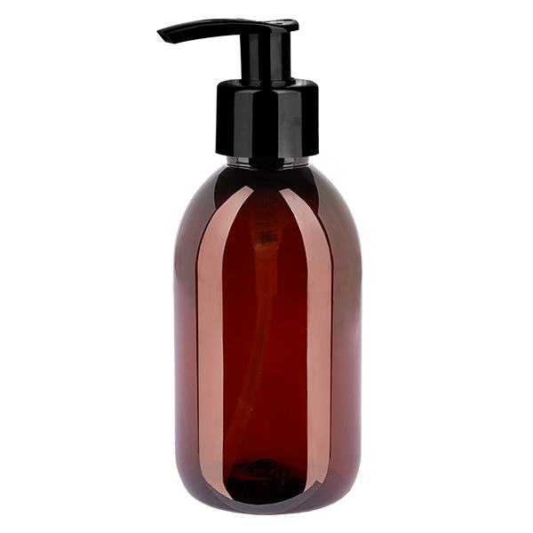 PET-flaske 250 ml med dispenserpumpe sort PET-flaske 250 ml med dispenserpumpe sort