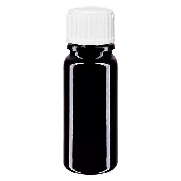 Apoteksflaske viol. 10ml skruelåg hvide kugler St Apoteksflaske viol. 10ml skruelåg hvide kugler St