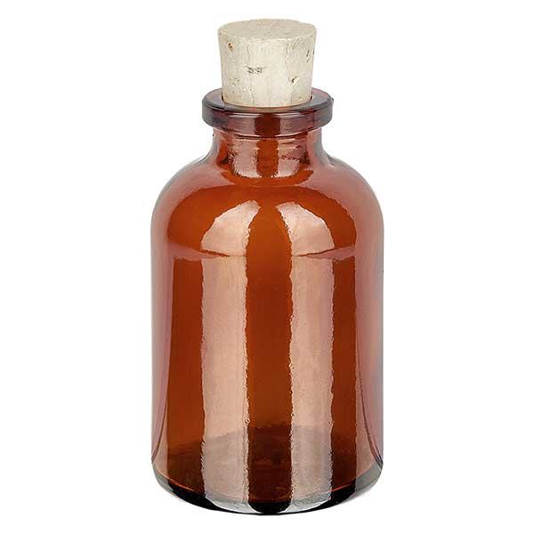 Flaske ravfarvet glas 30ml med kork 11/14mm Flaske ravfarvet glas 30ml med kork 11/14mm