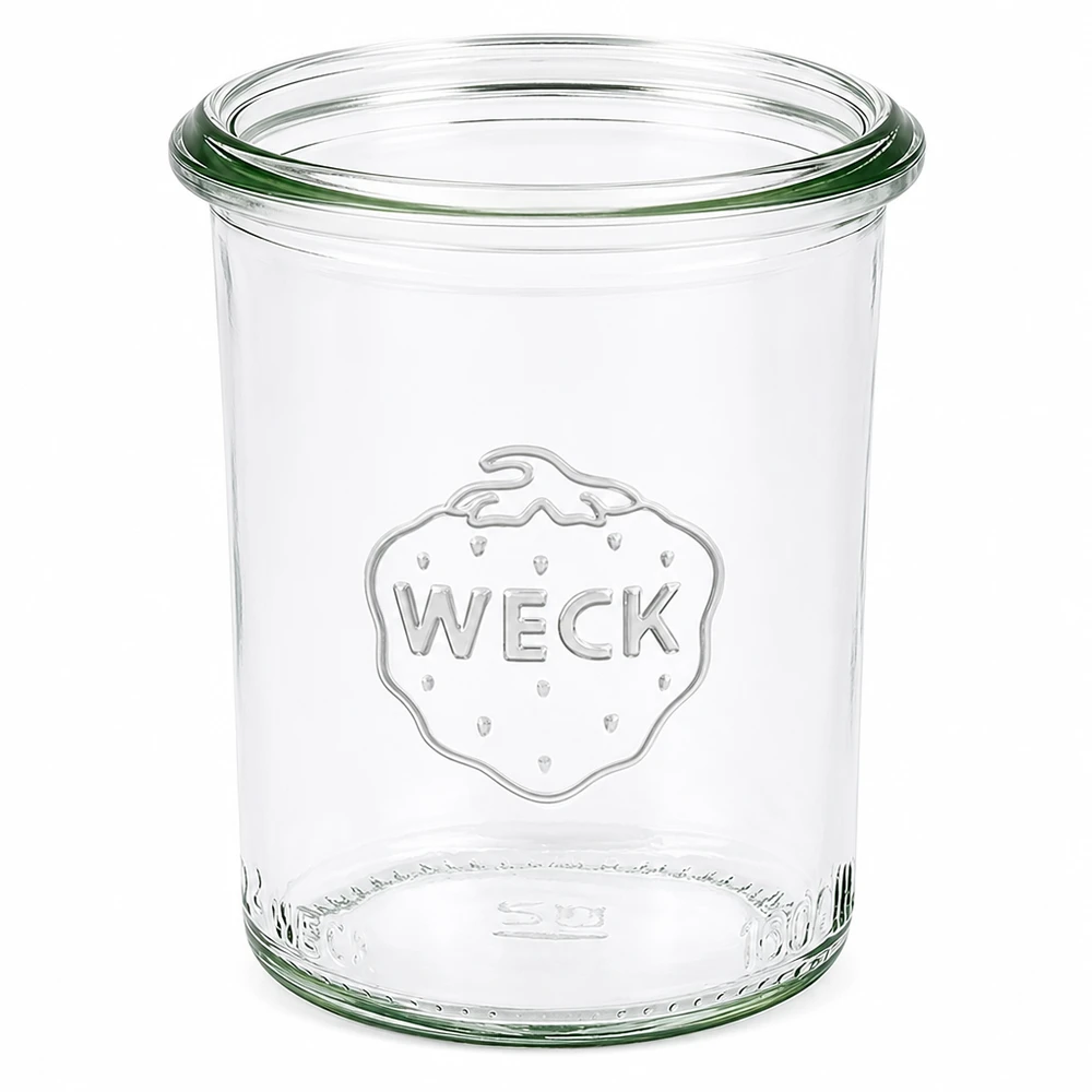 160 ml Briller WECK RR60 160 ml WECK RR60-glas med præget logo, gennemsigtigt syltetøjsglas uden låg