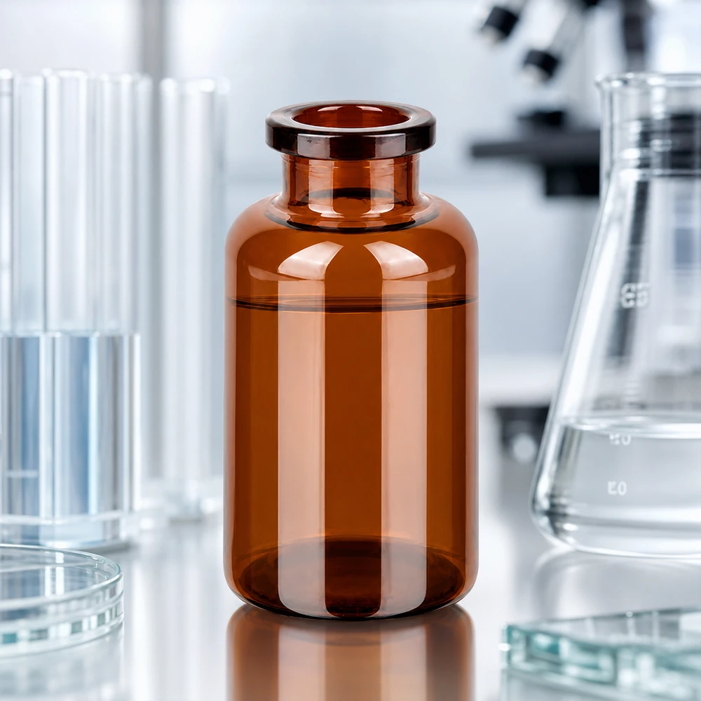 Injektionsflaske af ravfarvet glas 20 ml UV-schützendes Braunglas Vial 20ml für medizinische Laborumgebungen