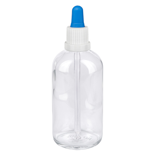 100 ml pipetteflaske hvid/blå OV ClearL. UT18/100