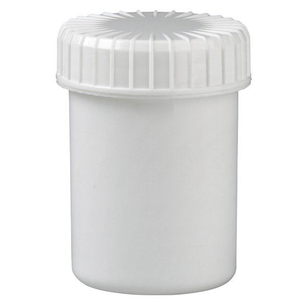 Hvid skruekrukke 40 ml med rillet låg Hvid skruekrukke 40 ml med rillet låg