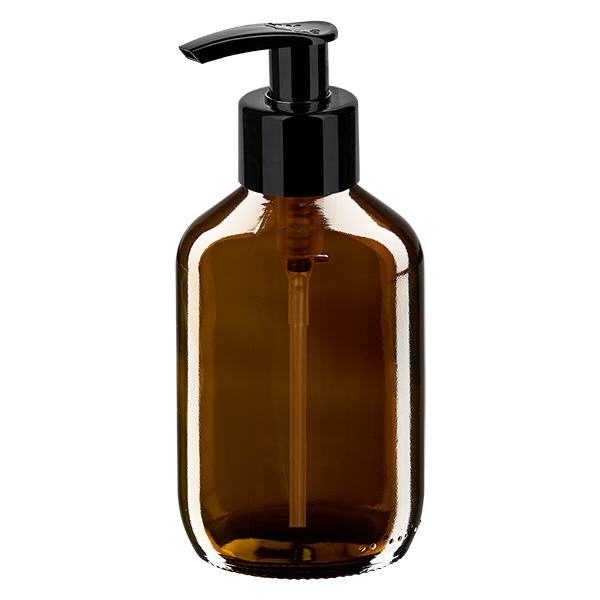 200 ml medicinflaske brun, med dispenserpumpe sort ApoGlas. Farmaceutisk kvalitet fra EU-produktion. 28 mm (PP28) gevind. (sirup, let glasflaske) 200 ml medicinflaske brun, med dispenserpumpe sort ApoGlas. Farmaceutisk kvalitet fra EU-produktion. 28 mm (PP28) gevind. (sirup, let glasflaske)