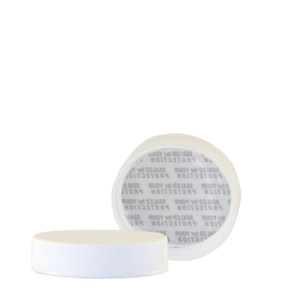 Skruelåg 38mm hvid SFYP til Petpacker. Rillet. Til PET-skruedåser med 38 mm gevind (art. nr. 104815).