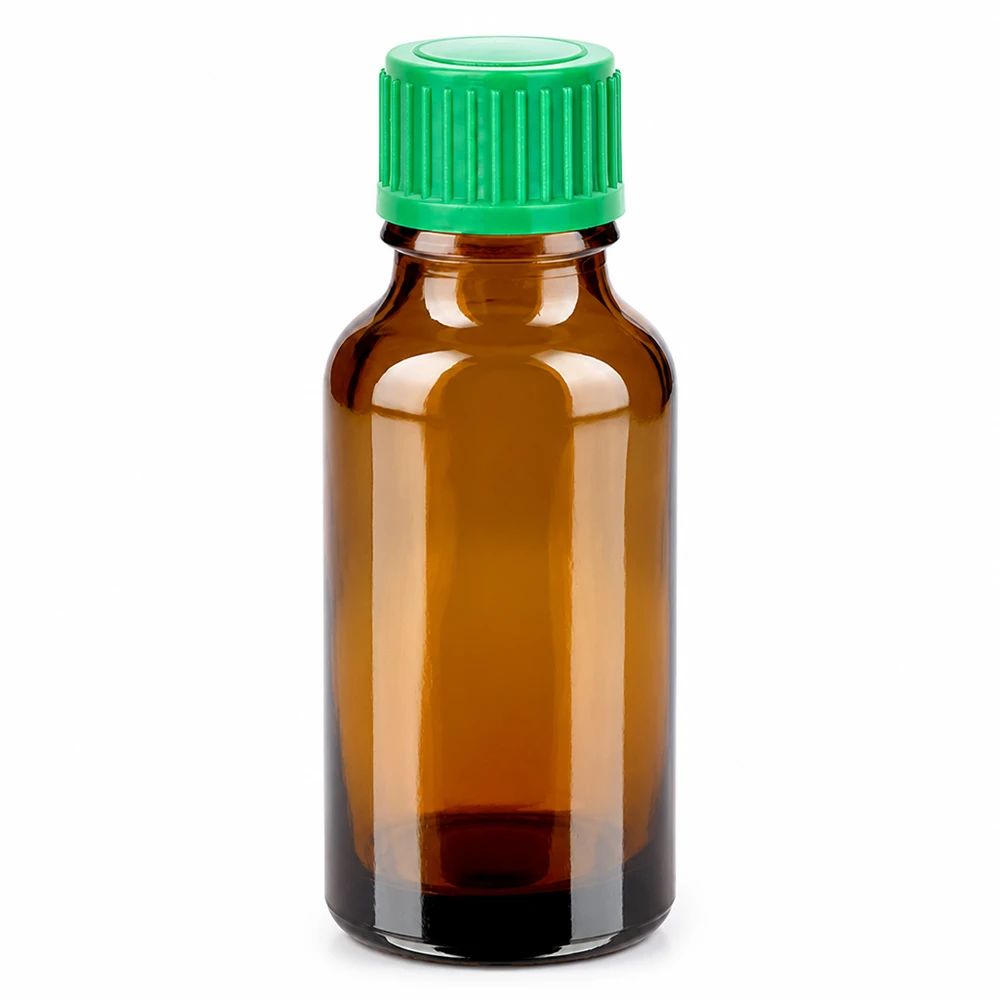 20 ml Dropperflaske 0,8 mm grøn STD BrownLine UT18/20 20 ml dråbeflaske af ravfarvet glas med grønt skruelåg til præcis dosering
